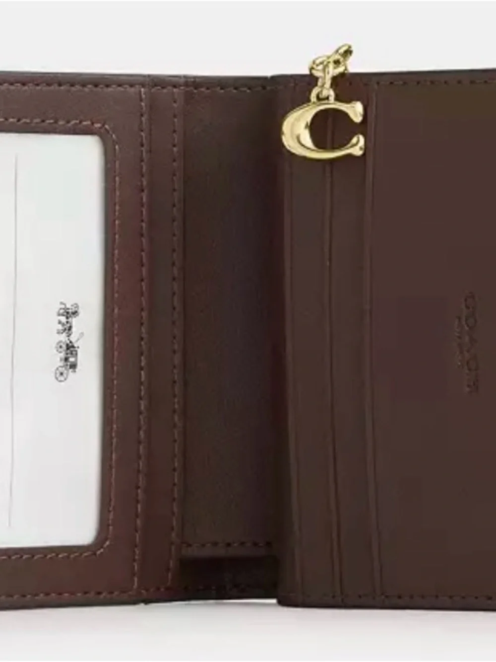 Coach Navy Signature Snap Wallet In Signature Canvas with Silver Logo - Picture 7 of 7